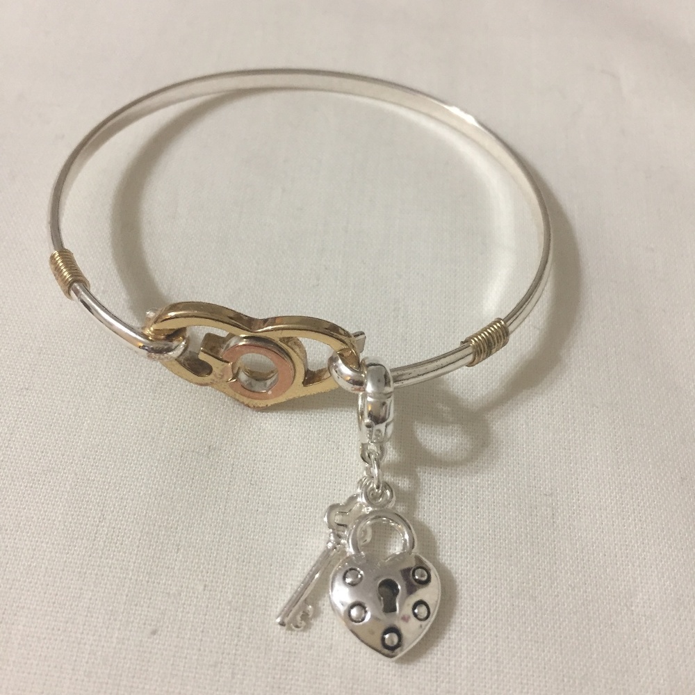 SILVER COLOR BRACELET WITH LOCK AND KEY CHARMS